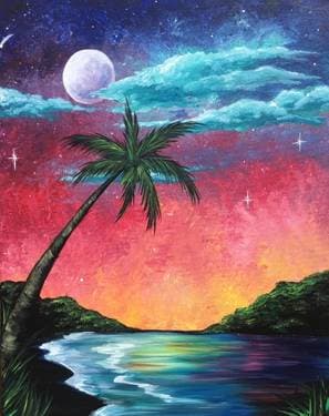 Tropical Island Fantasy - Paint Nite event in Roseville, CA