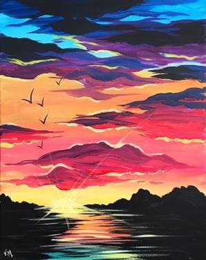 Our Sunset by the Lake - Paint and sip event at Mongolian Village Grill West  in Nepean, ON - PaintNite.com