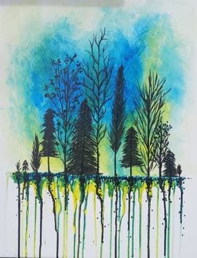 Forest Of Lights - Paint and sip event at Crossroads Board Game Cafe in Waterloo, ON - PaintNite.com
