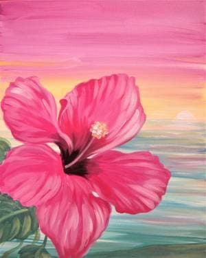 Hello Hibiscus - Paint and sip event at That Meetball Place (Patchogue) #TeamTavarone in Patchogue, NY - PaintNite.com