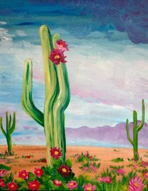 Desert Flowers - Paint and sip event at Parktown Pizza Willow Glen in San Jose, CA - PaintNite.com