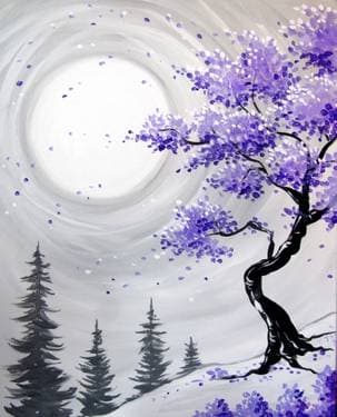 Murasaki Cherry Blossoms - Paint and sip event at The Pickle Barrel in Brampton, ON - PaintNite.com