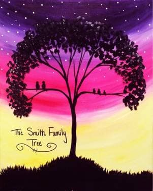 My Perfect Family Tree - Paint and sip event at Sidelines Sports Bar & Grill - Glen Burnie in Glen Burnie, MD - PaintNite.com