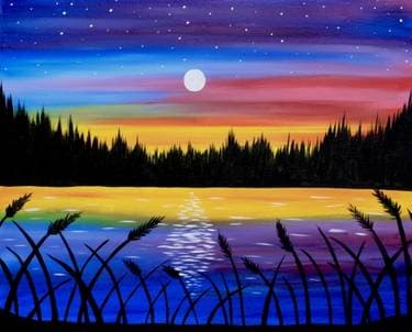 Pretty Paradise Lake - Paint and sip event at Spear Ridge Cafe in Florence, KY - PaintNite.com