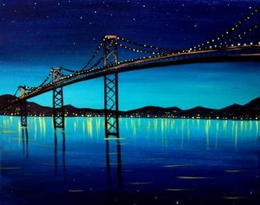 Midnight Bridge - Paint and sip event at Bleu Martini in Philadelphia, PA - PaintNite.com