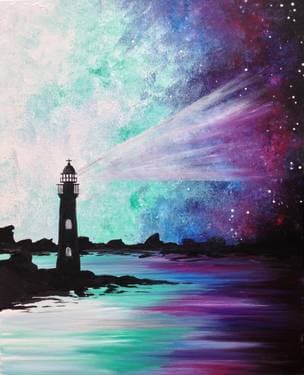 Galaxy Lighthouse III - Paint and sip event at Tracks Brew Pub - Downtown Brampton in Brampton, ON - PaintNite.com