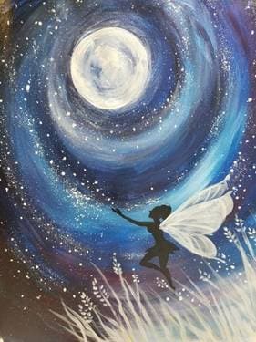 Flying in the Moonlight - Paint Nite event in Chico, CA