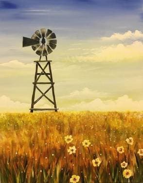 Windmill in Fields of Gold - Paint Nite event in Winnipeg, MB