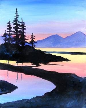 Peaceful Pines - Paint and sip event at Working Hands Fermentation in Hood River, OR - PaintNite.com