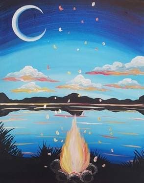Campfire By The Lake - Paint Nite event in Chico, CA