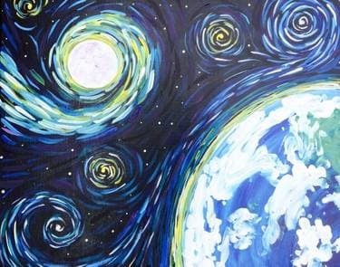 Let's Gogh to Space! - Paint and sip event at Reds Bar and Grill - Eastview Bowl in Saskatoon, SK - PaintNite.com