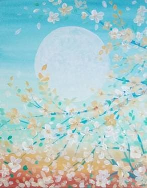 White Blossoms with Moon - Paint Nite event in Chico, CA