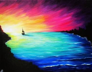 Rainbow Sunset Sail - Paint Nite event in Ventura, CA