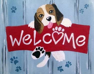 Doggie Welcome II - Paint and sip event at 300 Club Lounge (Yosemite Lanes) in MODESTO, CA - PaintNite.com