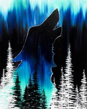 Wolf in the Pines - Paint Nite event in Lindsay, ON