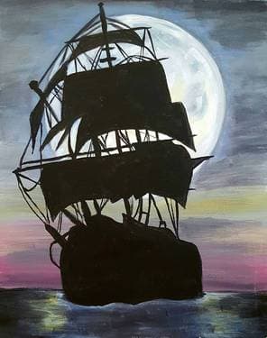 Pirate Ship Moonilght - Paint and sip event at The Silver Key Lounge in Mesa, AZ - PaintNite.com
