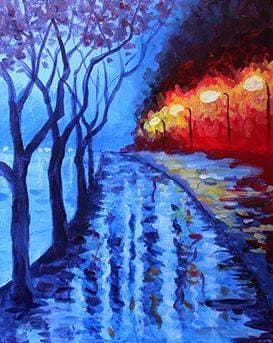 Rainy Street - Paint and sip event at Witchcraft Beer Market and Bistro in Maple Ridge, BC - PaintNite.com