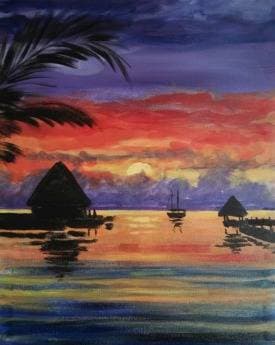 Vacation Cabanas - Paint and sip event at Echo Park Pitfire Pizza  in Los Angeles , CA - PaintNite.com