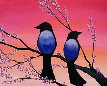 Birds in Bloom - Paint Nite event in Victoria, BC