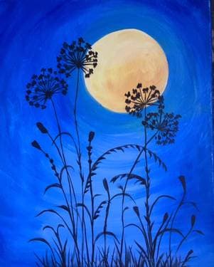 Moonlit Flowers - Paint and sip event at Top Shelf Bar & Grill in Gurnee, IL - PaintNite.com