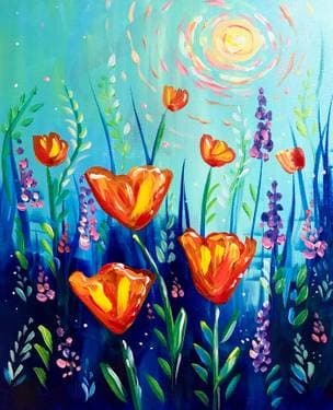 Poppy Paradise - Paint and sip event at D’Vine Mediterranean (Corona)  in Corona, CA - PaintNite.com