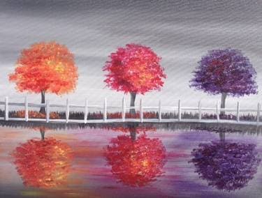 Three Trees in Autumn - Paint and sip event at Boston Pizza Simcoe in Simcoe, ON - PaintNite.com