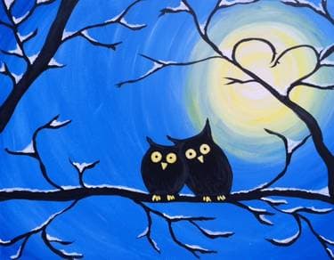 Winter Owls - Paint and sip event at Montana's BBQ & Bar in Airdrie, AB - PaintNite.com