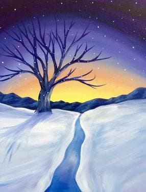 Winter Sunset - Paint and sip event at Crazy 8 Billiards and Lounge in Winnipeg, MB - PaintNite.com