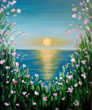 Sunset Blossoms II - Paint and sip event at Nu Kitchen (Worcester) in Worcester, MA - PaintNite.com