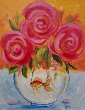 Goldfish Bouquet  - Paint and sip event at Caspienne (cuisine perse et pizza) in Candiac, QC - PaintNite.com