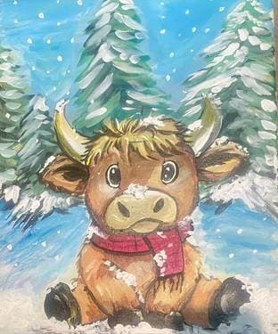 Snowy Cow - Paint Nite event in Orangeville, ON
