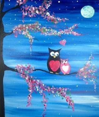 Owl Always Love You - Paint and sip event at Atelier d'Art Hadieh in Saint-Jean-sur-Richelieu, QC - PaintNite.com
