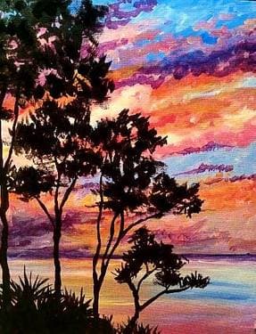 Sunset Palmettos - Paint Nite event in Tustin, CA