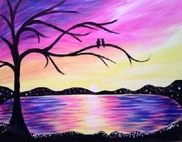 Sunset Lovers - Paint and sip event at Battlegroundz in Lincoln, RI - PaintNite.com