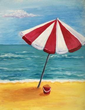 Beach Umbrella - Paint and sip event at Mr. P's Southern Skillet (NEW VENUE) in Port Jefferson, NY - PaintNite.com