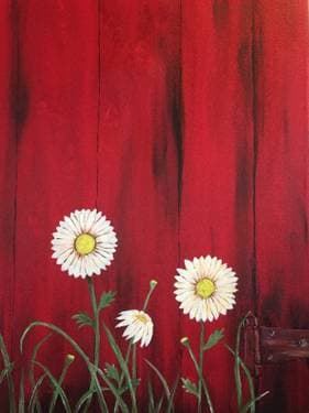 Red Barn Daisies - Paint and sip event at Liquid Love Brewing in Buffalo Grove, IL - PaintNite.com