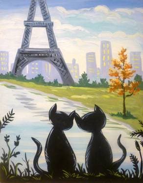 Lovers in Paris - Paint and sip event at Mimi's Cafe Long Beach* in Long Beach, CA - PaintNite.com