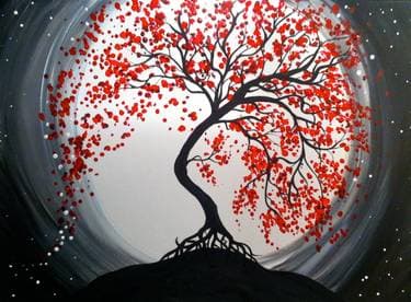 Moonlit Tree of Life 2 - Paint and sip event at Kelseys original roadhouse in Brampton, ON - PaintNite.com