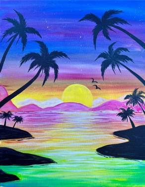 Paradise Island - Paint and sip event at Embassy Suites Santa Clara in SANTA CLARA, CA - PaintNite.com