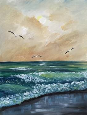 Seagull Beach - Paint and sip event at The Mill Pizza & Grill in Mill Bay, BC - PaintNite.com