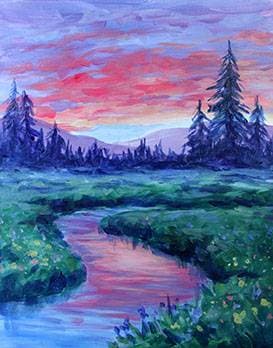 Dawn on the Meadow - Paint Nite event in Sunnyvale, CA