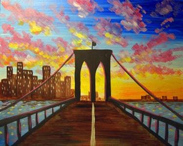 Brooklyn Sunset - Paint and sip event at Levittown Lanes Bar & Grill in Levittown, NY - PaintNite.com