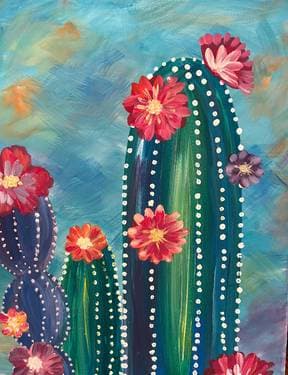 Colorful Cactus - Paint and sip event at The Hub Grill and Bar - Ahwatukee in Phoenix, AZ - PaintNite.com