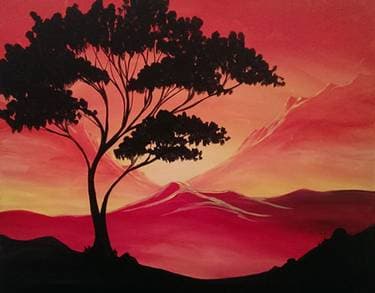 Safari Mountain Sunset - Paint and sip event at MKT BEER MARKET  in Edmonton, AB - PaintNite.com