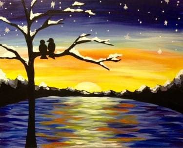 Winter Sunset Lovers - Paint Nite event in Saint-Jean-sur-Richelieu, QC