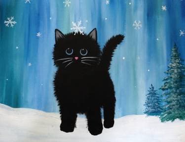 Winter Kitten - Paint and sip event at Logan's Roadhouse Chico in Chico, CA - PaintNite.com