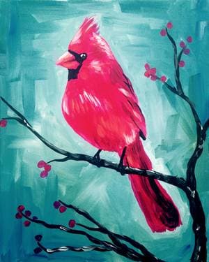 Crimson Cardinal - Paint and sip event at Sixty6 Bar & Grill (Located in Londonderry Mall) in Edmonton, AB - PaintNite.com