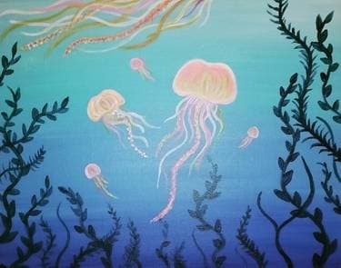 Jellyfish Garden - Paint and sip event at The Italian Hall in Port Alberni, BC - PaintNite.com