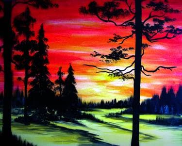 Sunset In A Snowy Valley - Paint Nite event in Salt Lake City , UT