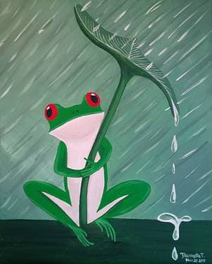 Oh My Frog It's Raining! - Paint and sip event at Logan's Roadhouse Chico in Chico, CA - PaintNite.com